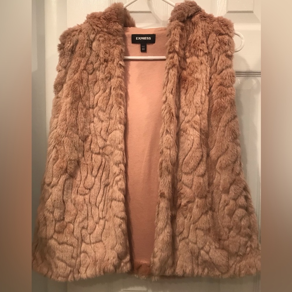 Express Faux Fur Vest Pink Hoodie XS/S